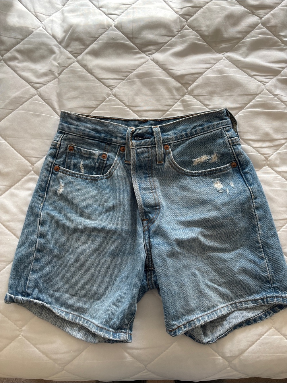 Vintage 501 Levi Denim - high waisted button up, mid thigh length